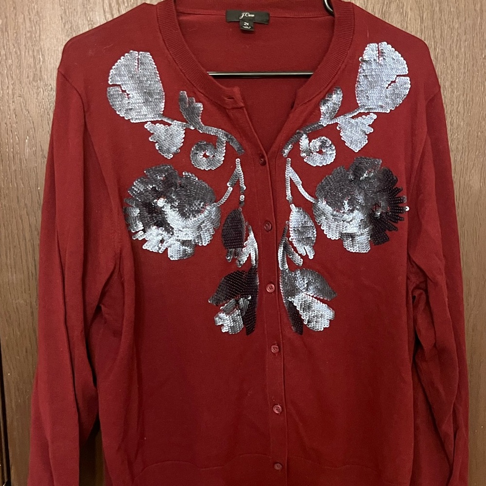 J Crew floral sequined embroidered Jackie O Cardigan